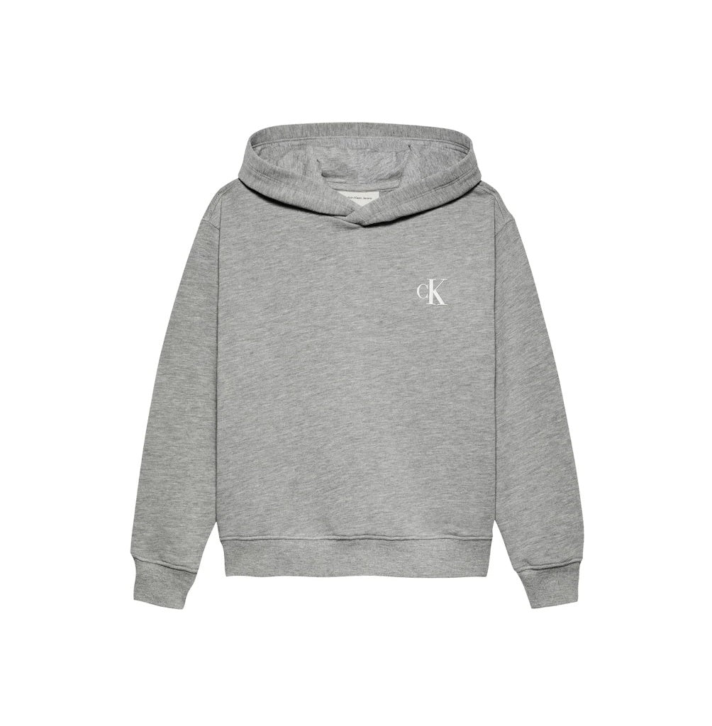Calvin Klein Jeans Felpa Grigia con Cappuccio e Stampa Dietro
