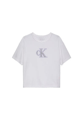 Calvin Klein Jeans T-Shirt Bianca con Logo Taglio Squadrato