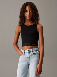Calvin Klein Jeans T-Shirt Canotta Top Senza Maniche Punto Skinny Nera