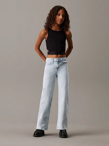 Calvin Klein Jeans T-Shirt Canotta Top Senza Maniche Punto Skinny Nera