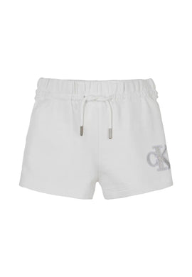 Calvin Klein Jeans Short Bianco in Felpa con Logo