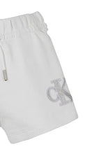 Carica l&#39;immagine nel visualizzatore di Gallery, Calvin Klein Jeans Short Bianco in Felpa con Logo
