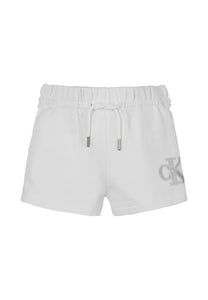 Calvin Klein Jeans Short Bianco in Felpa con Logo