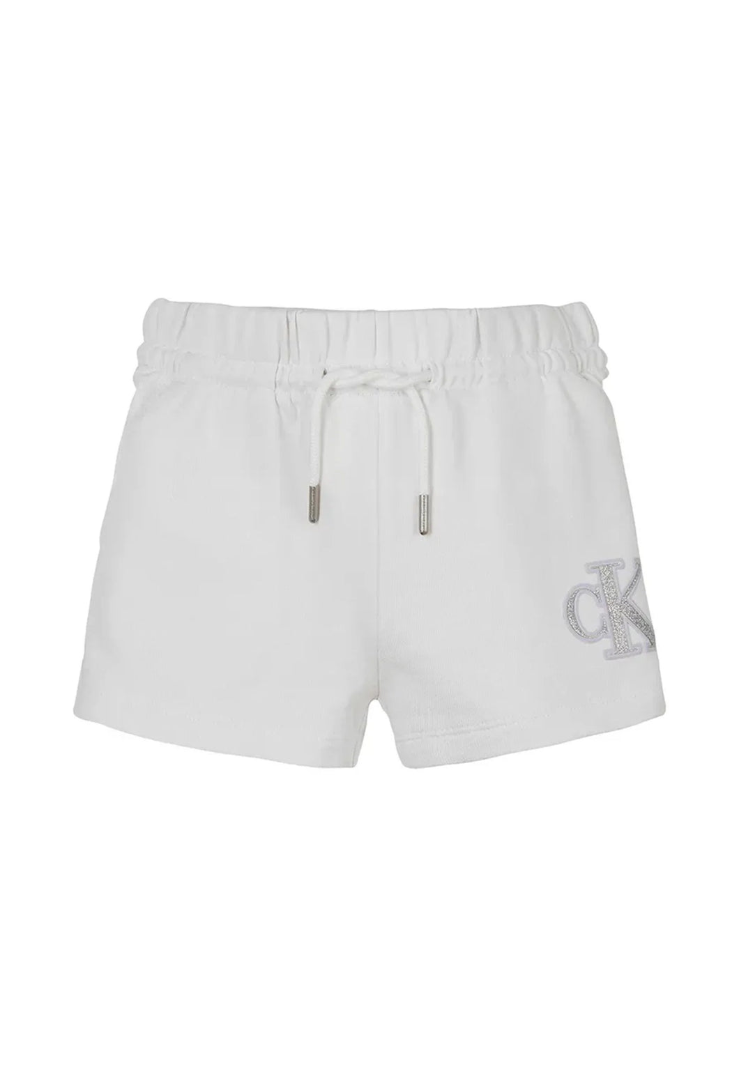 Calvin Klein Jeans Short Bianco in Felpa con Logo