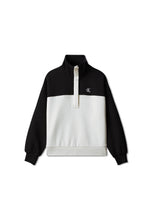 Carica l'immagine nel visualizzatore di Gallery, CALVIN KLEIN JEANS Felpa Colour-Block Nera e Beige con Mezza Zip