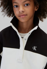 Carica l'immagine nel visualizzatore di Gallery, CALVIN KLEIN JEANS Felpa Colour-Block Nera e Beige con Mezza Zip