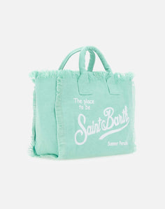 Mc2 Saint Barth Borsa Colette in Tela di Cotone Verde Acqua Dimensioni: 30 x 22 x 15 cm