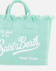 Mc2 Saint Barth Borsa Colette in Tela di Cotone Verde Acqua Dimensioni: 30 x 22 x 15 cm