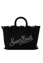 Load image into Gallery viewer, MC2 SAINT BARTH Borsa Colette in Canvas Nero con Logo in Strass Dimensioni: 30 x 22 x 15 cm - Junior &amp; Co.it