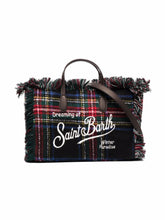 Carica l&#39;immagine nel visualizzatore di Gallery, Mc2 Saint Barth Borsa Colette in Lana Motivo Tartan Blu Dimensioni: 30 x 20 x 12 cm