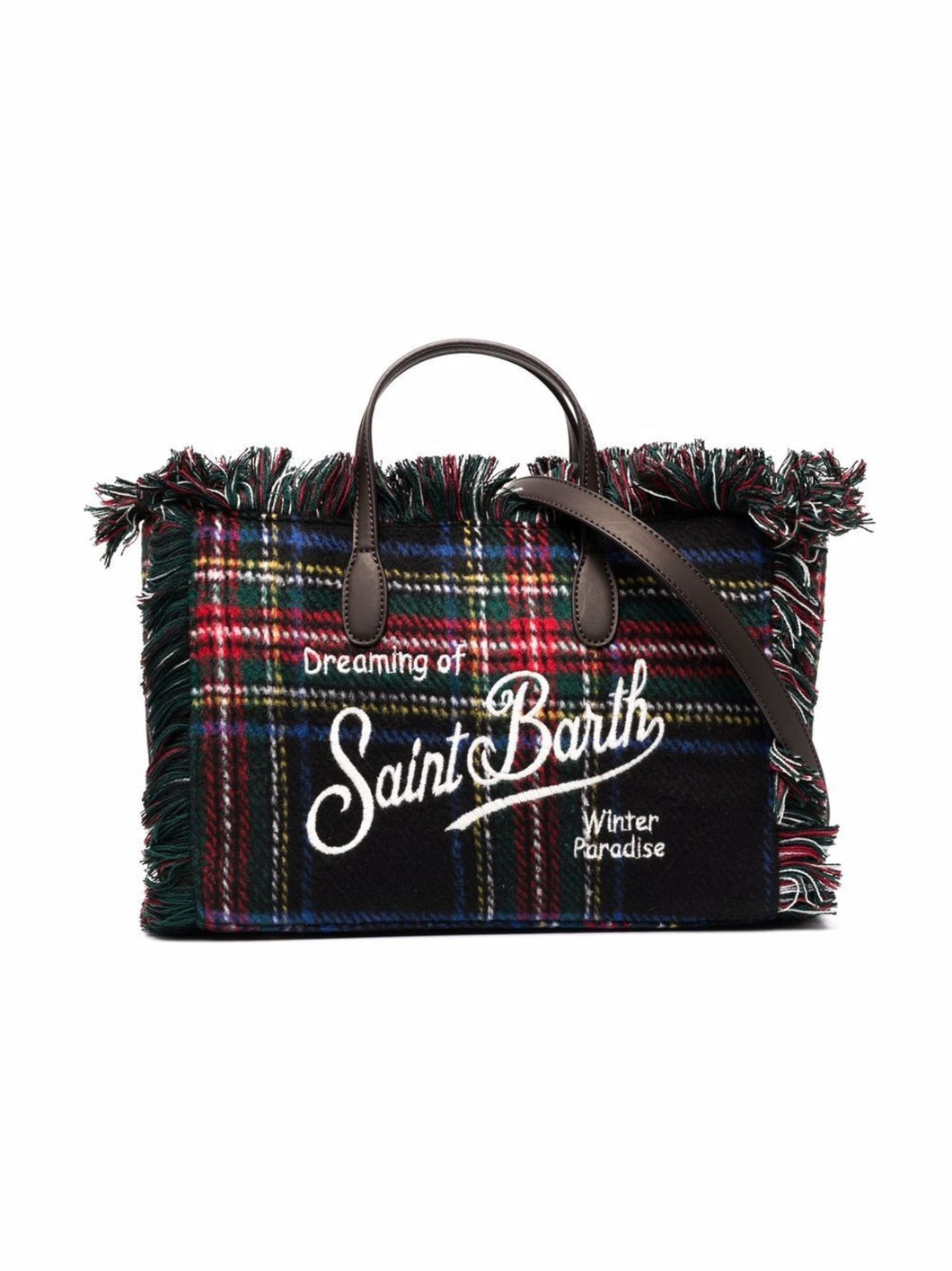 Mc2 Saint Barth Borsa Colette in Lana Motivo Tartan Blu Dimensioni: 30 x 20 x 12 cm