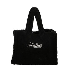Mc2 Saint Barth Borsa Colette Nera In Orsetto con Ricamo Argentato Dimensioni: 30 x 20 x 12 cm