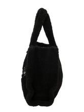 Carica l&#39;immagine nel visualizzatore di Gallery, Mc2 Saint Barth Borsa Colette Nera In Orsetto con Ricamo Argentato Dimensioni: 30 x 20 x 12 cm
