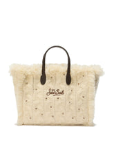 Load image into Gallery viewer, MC2 SAINT BARTH Borsa Colette Wool Bianca con Strass Dimensioni: 30 x 22 x 15 cm