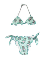 Carica l'immagine nel visualizzatore di Gallery, MC2 SAINT BARTH Costume Bikini 2 Pezzi Cris in Tessuto Elasticizzato Verde Acqua con Stampa Puppy Charms - Junior &amp; Co.it