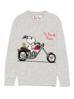 Mc2 Saint Barth Maglia Girocollo Grigia da Bambino con Stampa Davanti Douglas