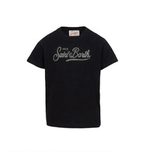 Load image into Gallery viewer, MC2 SAINT BARTH Girocollo da Bambina Elly in Jersey di Cotone Nero con Ricamo di Strass - Junior &amp; Co.it