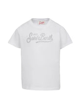 Load image into Gallery viewer, MC2 SAINT BARTH T-Shirt Girocollo da Bambina Elly in Jersey di Cotone Bianco con Ricamo di Strass - Junior &amp; Co.it