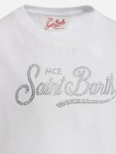 Load image into Gallery viewer, MC2 SAINT BARTH T-Shirt Girocollo da Bambina Elly in Jersey di Cotone Bianco con Ricamo di Strass - Junior &amp; Co.it
