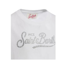 Carica l&#39;immagine nel visualizzatore di Gallery, Mc2 Saint Barth T-Shirt Girocollo da Bambina Elly in Jersey di Cotone Bianco con Ricamo di Strass Saint Barth