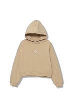 Carica l&#39;immagine nel visualizzatore di Gallery, Calvin Klein Jeans Felpa Cropped Beige con Cappuccio per Bambina