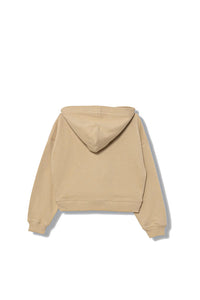 Calvin Klein Jeans Felpa Cropped Beige con Cappuccio per Bambina