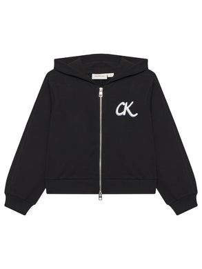 Calvin Klein Jeans Felpa Nera Aperta con Cappuccio