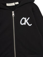 Carica l&#39;immagine nel visualizzatore di Gallery, Calvin Klein Jeans Felpa Nera Aperta con Cappuccio