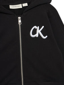 Calvin Klein Jeans Felpa Nera Aperta con Cappuccio