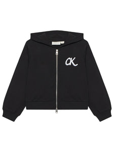 Calvin Klein Jeans Felpa Nera Aperta con Cappuccio