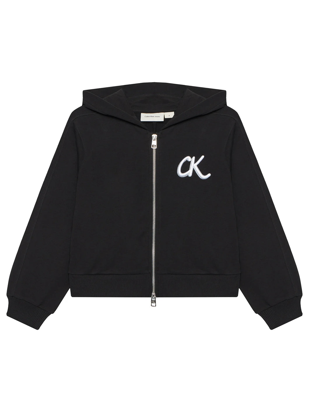 Calvin Klein Jeans Felpa Nera Aperta con Cappuccio