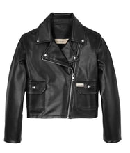 Carica l&#39;immagine nel visualizzatore di Gallery, Calvin Klein JEANS Giubbotto Giacca Biker Nera In Ecopelle