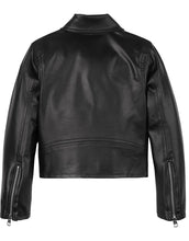 Carica l&#39;immagine nel visualizzatore di Gallery, Calvin Klein JEANS Giubbotto Giacca Biker Nera In Ecopelle