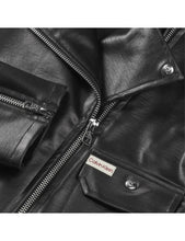 Carica l&#39;immagine nel visualizzatore di Gallery, Calvin Klein JEANS Giubbotto Giacca Biker Nera In Ecopelle