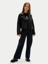 Carica l&#39;immagine nel visualizzatore di Gallery, Calvin Klein JEANS Giubbotto Giacca Biker Nera In Ecopelle