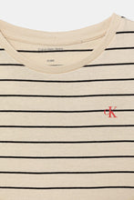 Carica l&#39;immagine nel visualizzatore di Gallery, Calvin Klein Jeans T-Shirt a Righe Beige in Cotone