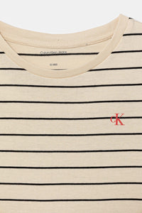 Calvin Klein Jeans T-Shirt a Righe Beige in Cotone