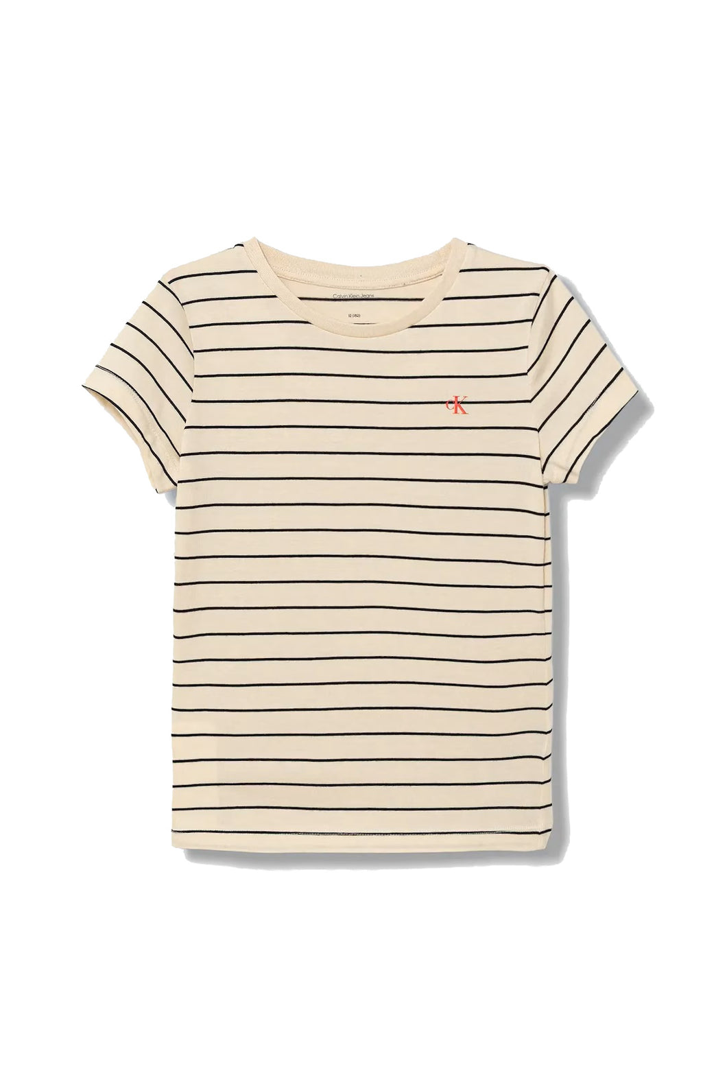 Calvin Klein Jeans T-Shirt a Righe Beige in Cotone