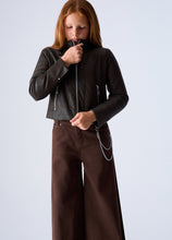 Carica l'immagine nel visualizzatore di Gallery, LIU JO Giubbotto Giacca Biker in Tessuto Spalmato Marrone con Zip