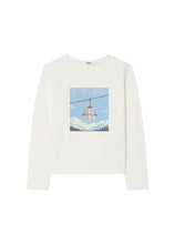 Carica l'immagine nel visualizzatore di Gallery, LIU JO T-Shirt in Jersey Bianco con Stampa Cortina Manica Lunga