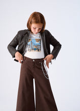 Carica l'immagine nel visualizzatore di Gallery, LIU JO Pantaloni Wide Leg Marroni con Catena Decorativa