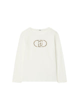 Load image into Gallery viewer, LIU JO T-shirt Bianca Manica Lunga con Logo Monogram