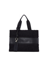 Carica l'immagine nel visualizzatore di Gallery, LIU JO Borsa Tote Piccola in Teddy Nera con Logo in Rilievo