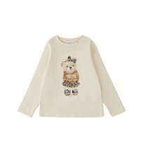 Carica l'immagine nel visualizzatore di Gallery, SARABANDA T-Shirt Manica Lunga Beige con Stampa Orsetto e Strass