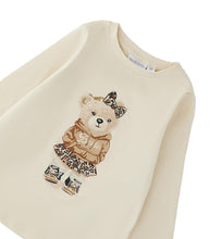 Carica l'immagine nel visualizzatore di Gallery, SARABANDA T-Shirt Manica Lunga Beige con Stampa Orsetto e Strass