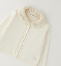 Carica l'immagine nel visualizzatore di Gallery, SARABANDA Cardigan Bambina con Colletto Staccabile in Pelliccia