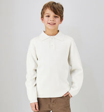 Carica l'immagine nel visualizzatore di Gallery, SARABANDA Maglia Polo Bambino Manica Lunga Jaquard Bianco