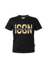 Load image into Gallery viewer, ICON T-Shirt Nera Scritta Oro Bambino e Ragazzo - Junior &amp; Co.it