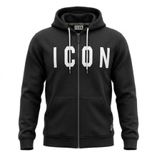 Load image into Gallery viewer, ICON Felpa Nera con Cappuccio e Zip Bambino e Ragazzo - Junior &amp; Co.it