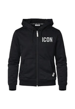 Load image into Gallery viewer, ICON Felpa Nera con Cappuccio e Zip Bambino e Ragazzo - Junior &amp; Co.it
